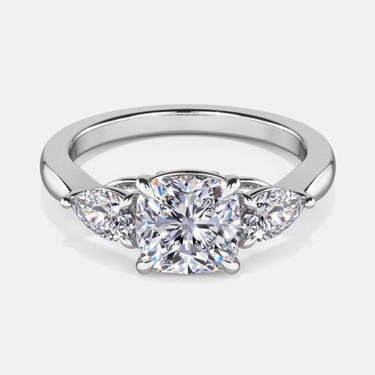 Tierney Cushion Three Stone Moissanite Engagement Ring