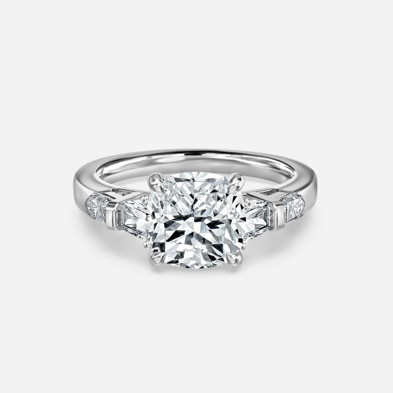 Maida Cushion Three Stone Moissanite Engagement Ring