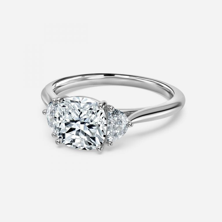 Kiara Cushion Three Stone Moissanite Engagement Ring