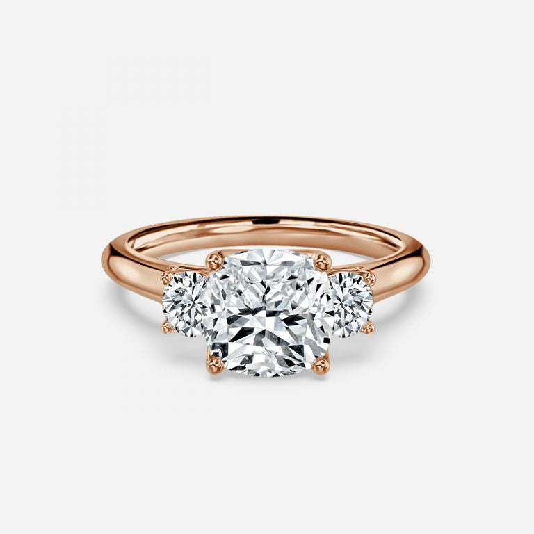 Myra Cushion Three Stone Moissanite Engagement Ring