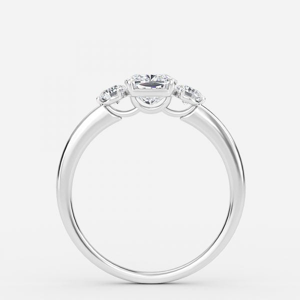 Kaori Cushion Three Stone Moissanite Engagement Ring