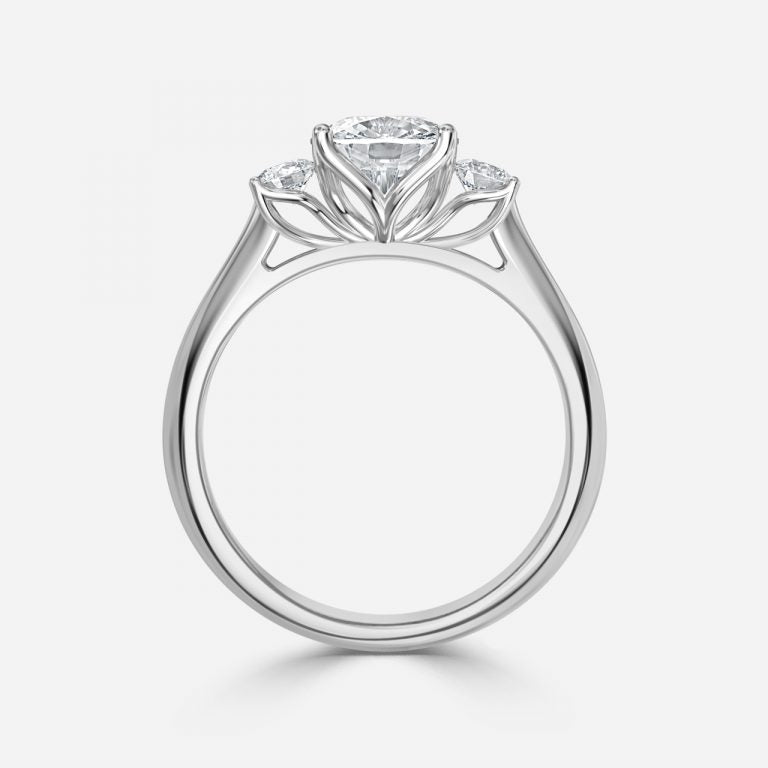 Myra Cushion Three Stone Moissanite Engagement Ring