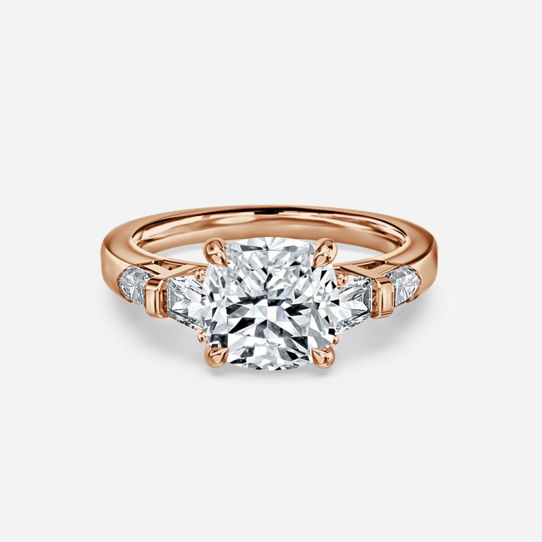 Maida Cushion Three Stone Moissanite Engagement Ring