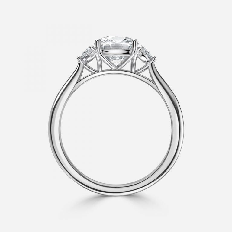 Kiara Cushion Three Stone Moissanite Engagement Ring