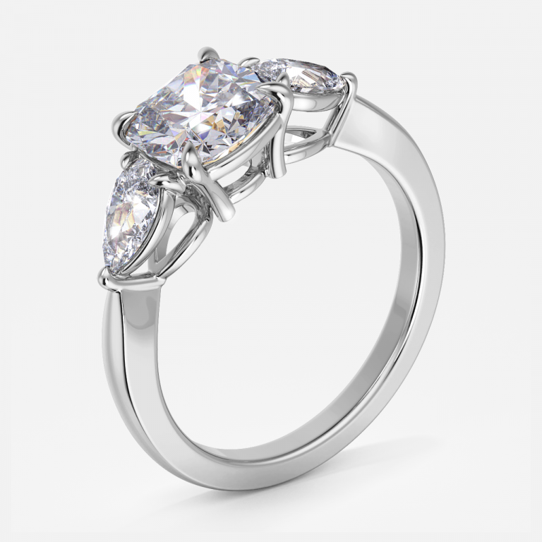 Tierney Cushion Three Stone Moissanite Engagement Ring