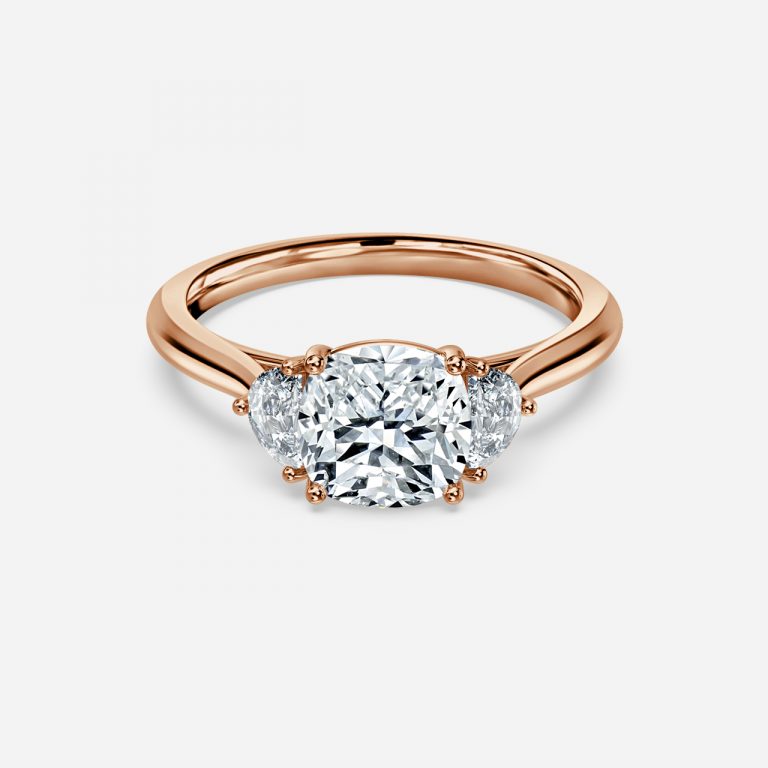 Kiara Cushion Three Stone Moissanite Engagement Ring