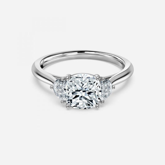 Kiara Cushion Three Stone Moissanite Engagement Ring