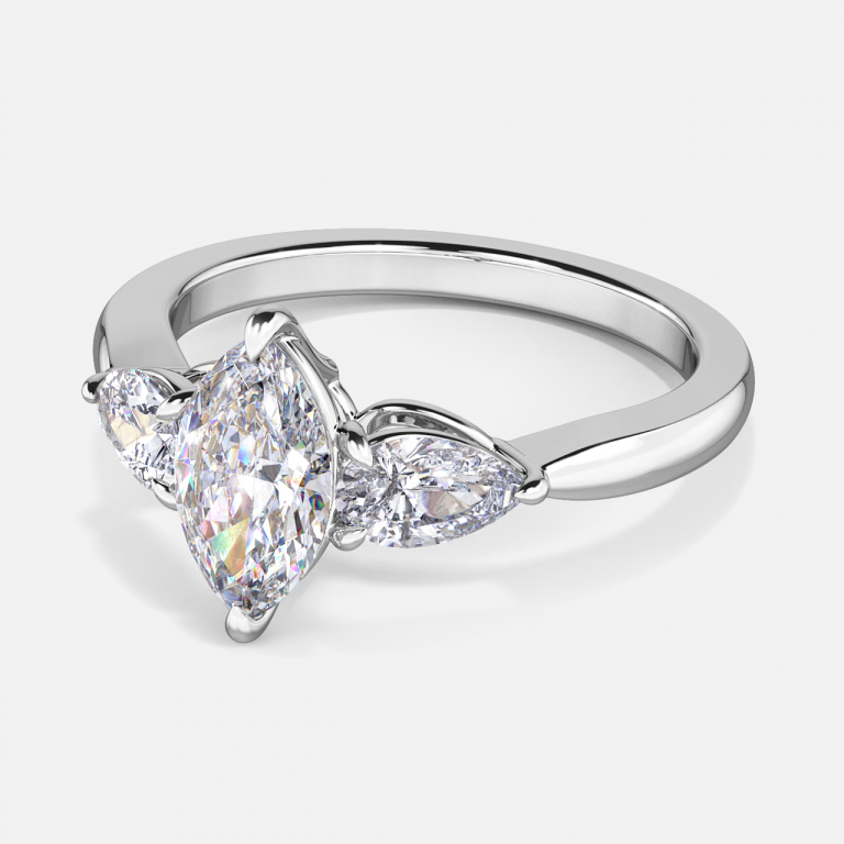 Tierney Marquise Three Stone Moissanite Engagement Ring