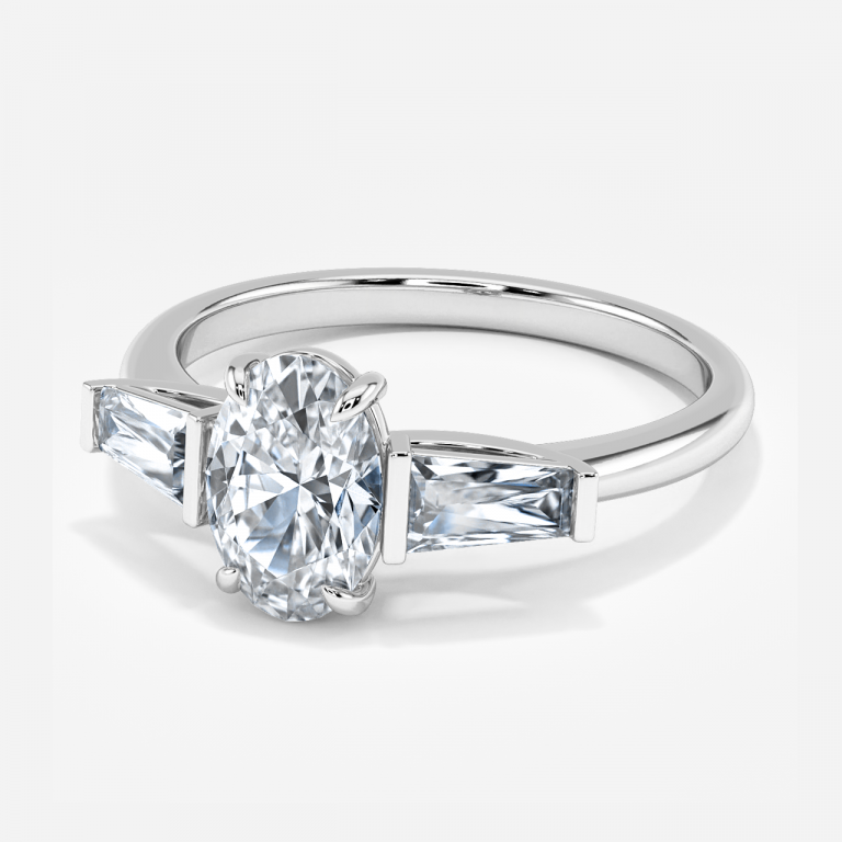 Jara Oval Three Stone Moissanite Engagement Ring