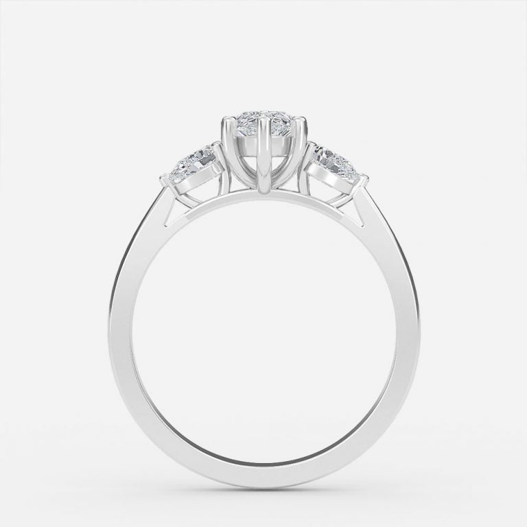 Mirabella Pear Three Stone Moissanite Engagement Ring