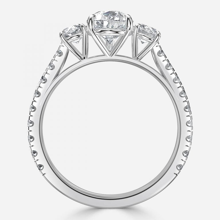 Oriana Pear Three Stone Moissanite Engagement Ring