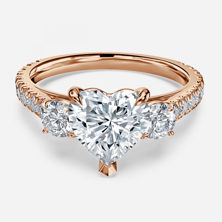 Oriana Heart Three Stone Moissanite Engagement Ring