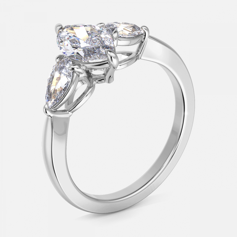 Tierney Marquise Three Stone Moissanite Engagement Ring