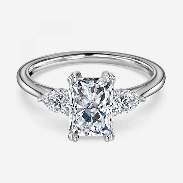 Raya Radiant Three Stone Moissanite Engagement Ring