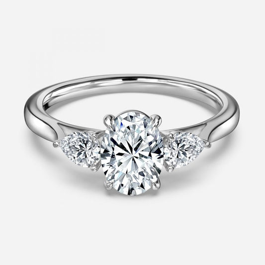 Lisette Oval Three Stone Moissanite Engagement Ring