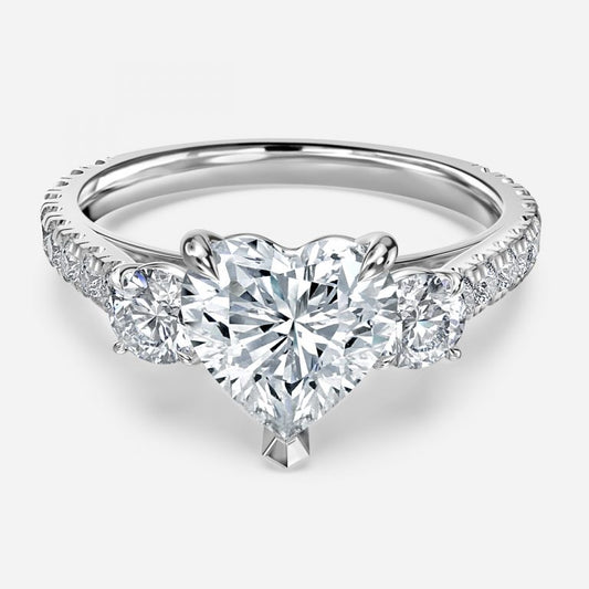 Oriana Heart Three Stone Moissanite Engagement Ring