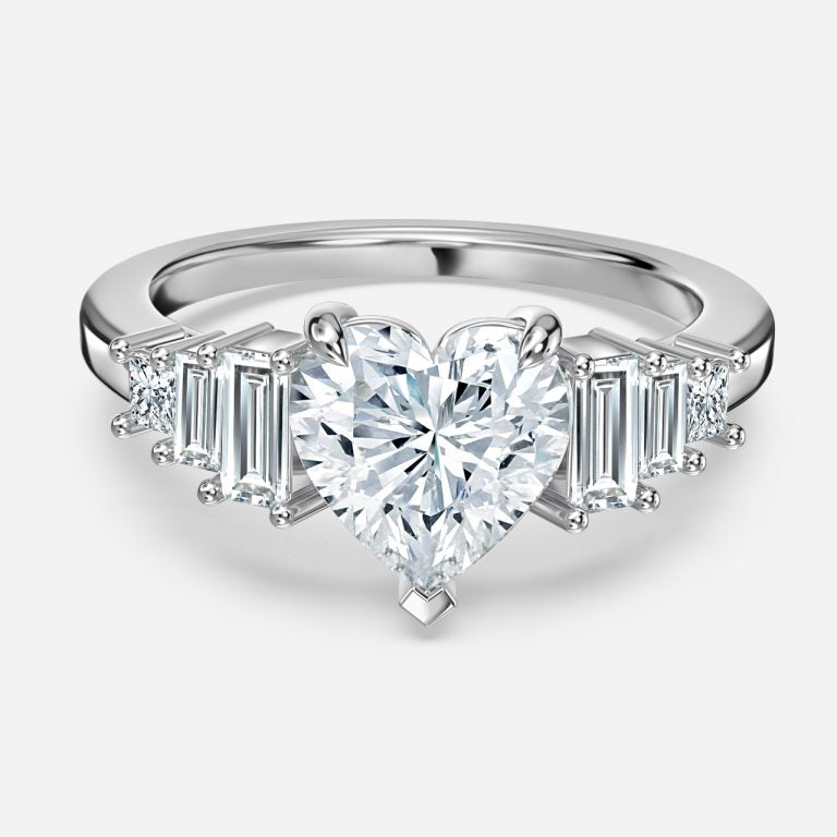 Fabiola Heart Three Stone Engagement Ring