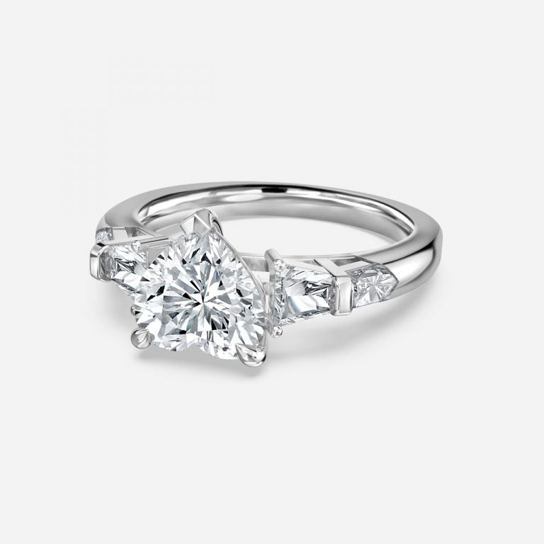 Maida Heart Three Stone Moissanite Engagement Ring