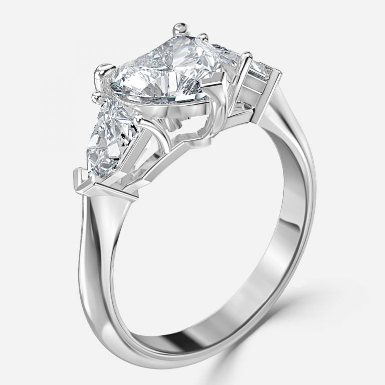 Eri Heart Three Stone Moissanite Engagement Ring