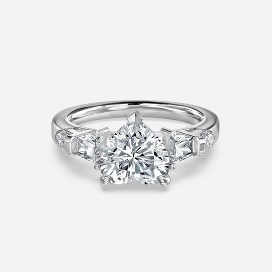 Maida Heart Three Stone Moissanite Engagement Ring