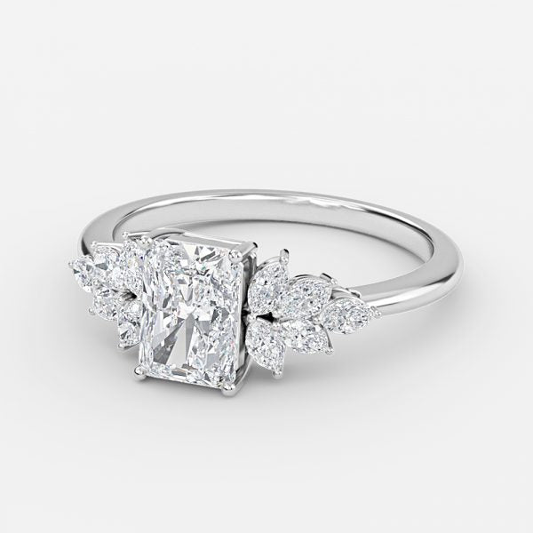 Clarity Radiant Three Stone Moissanite Engagement Ring