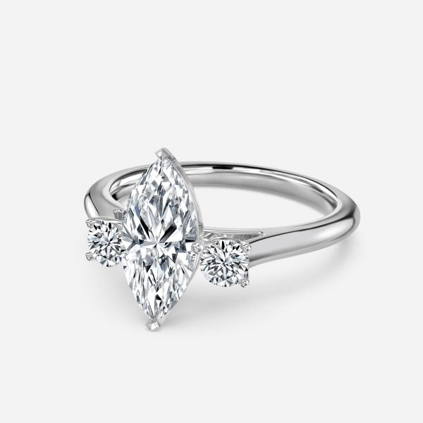 Myra Marquise Three Stone Moissanite Engagement Ring