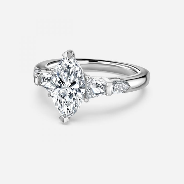 Maida Marquise Three Stone Moissanite Engagement Ring