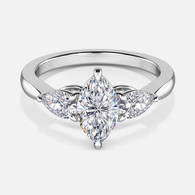 Tierney Marquise Three Stone Moissanite Engagement Ring