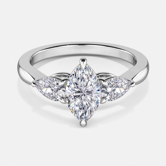 Tierney Marquise Three Stone Moissanite Engagement Ring