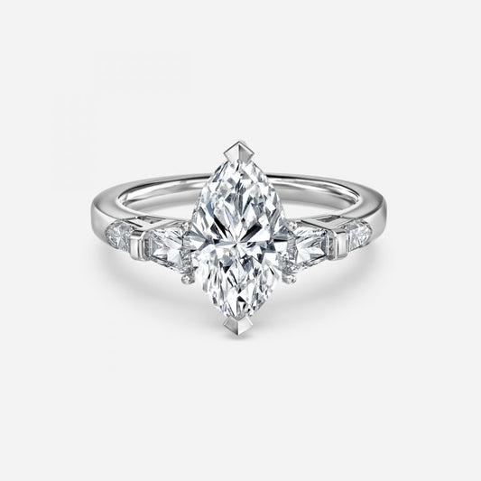 Maida Marquise Three Stone Moissanite Engagement Ring