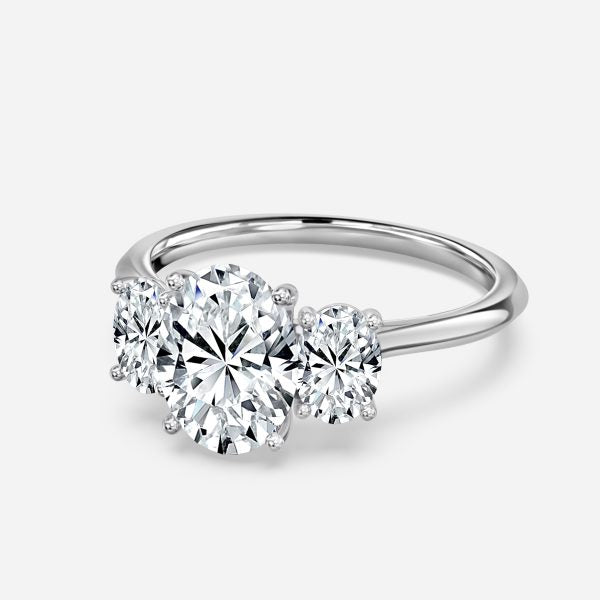 Elspeth Oval Three Stone Moissanite Engagement Ring