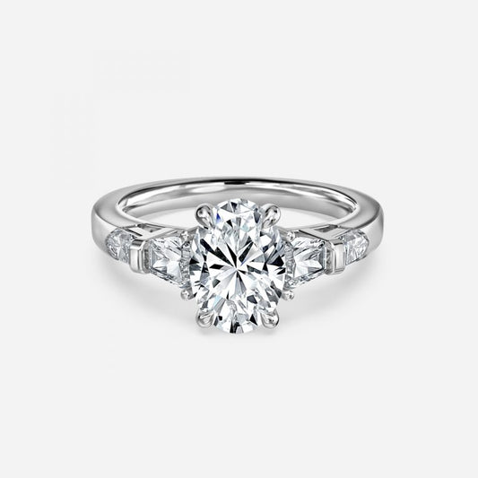 Maida Oval Three Stone Moissanite Engagement Ring