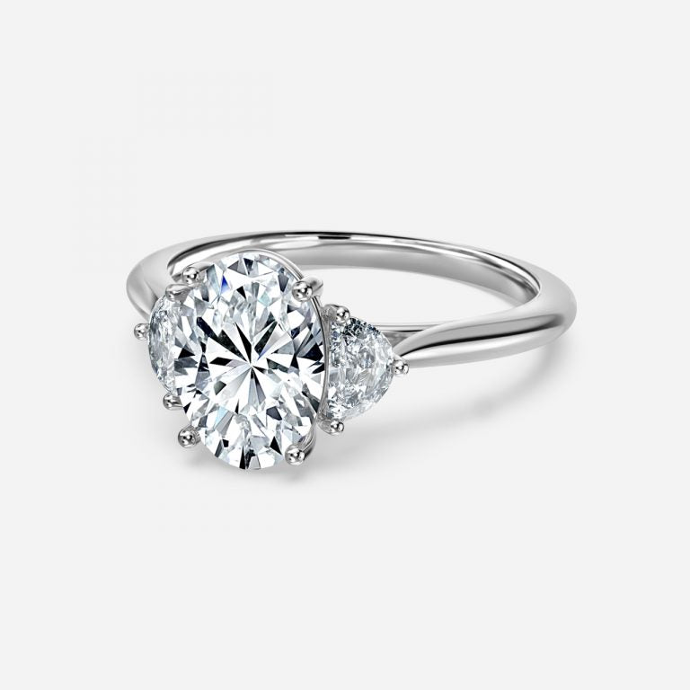 Kiara Oval Three Stone Moissanite Engagement Ring