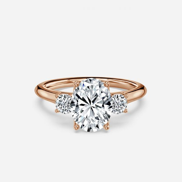 Myra Oval Three Stone Moissanite Engagement Ring