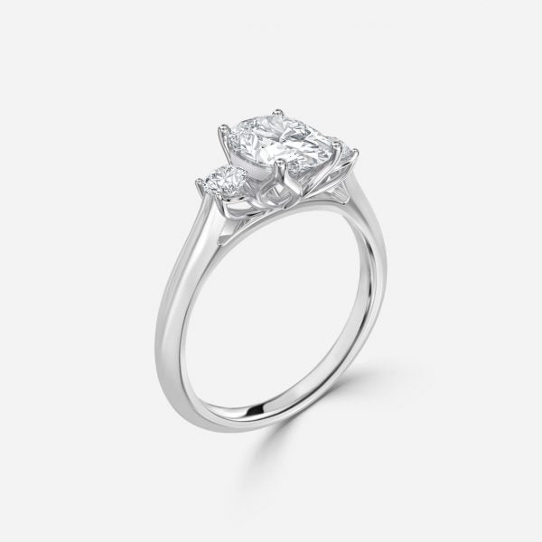 Myra Oval Three Stone Moissanite Engagement Ring