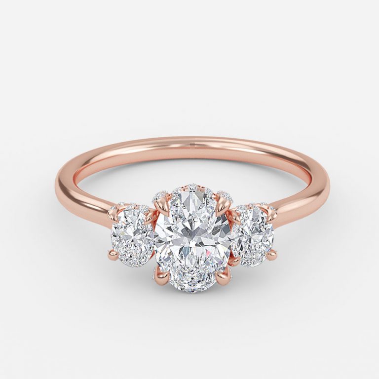 Saffron Oval Three Stone Moissanite Engagement Ring