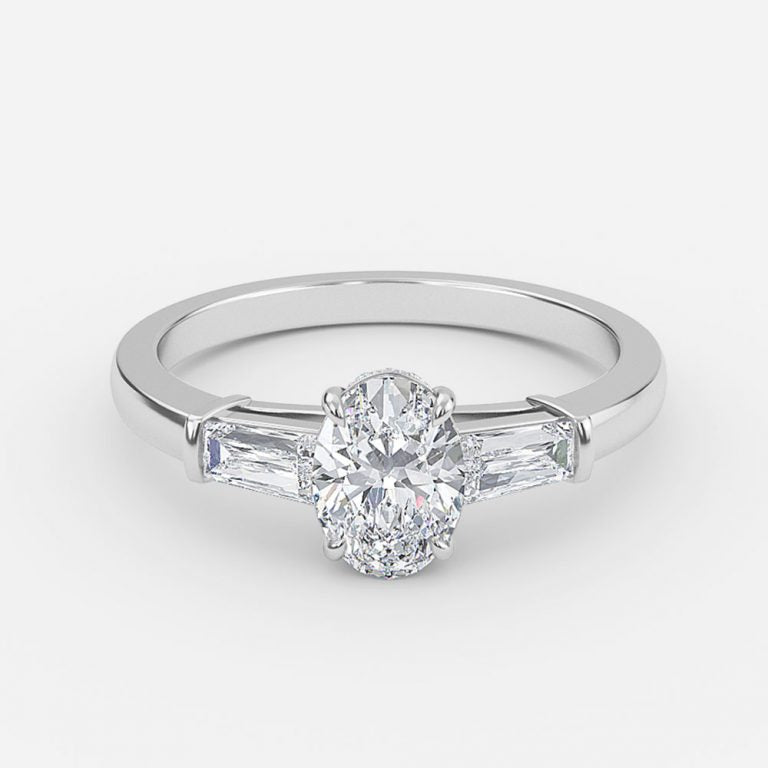 Mirian Oval Three Stone Moissanite Engagement Ring