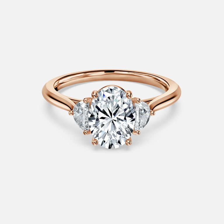 Kiara Oval Three Stone Moissanite Engagement Ring