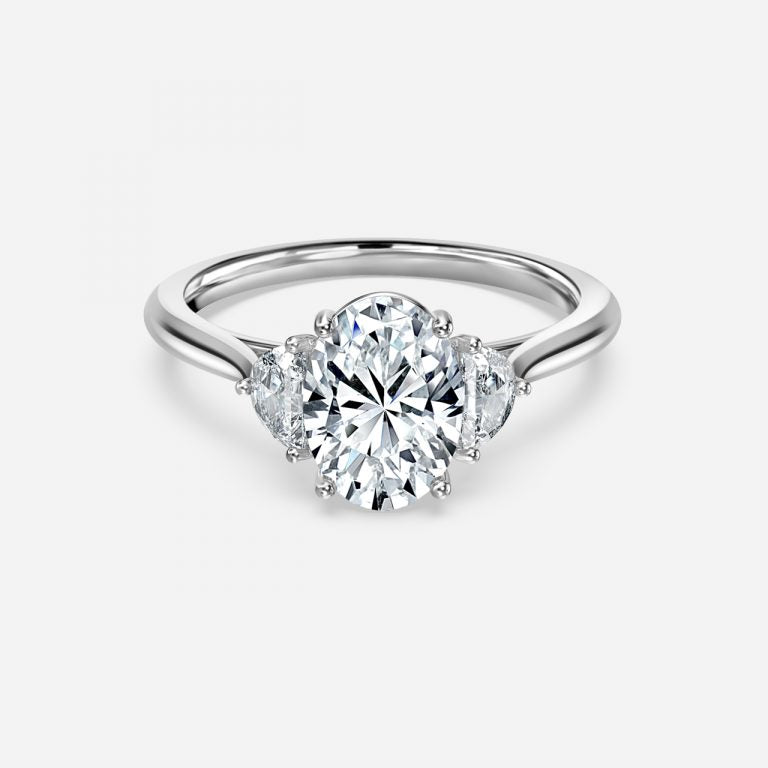 Kiara Oval Three Stone Moissanite Engagement Ring