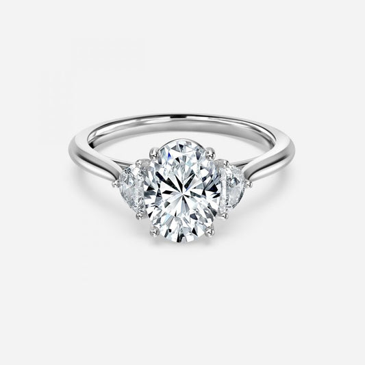 Kiara Oval Three Stone Moissanite Engagement Ring