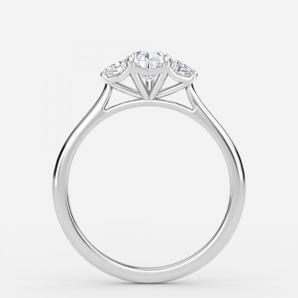 Rain Pear Three Stone Moissanite Engagement Ring