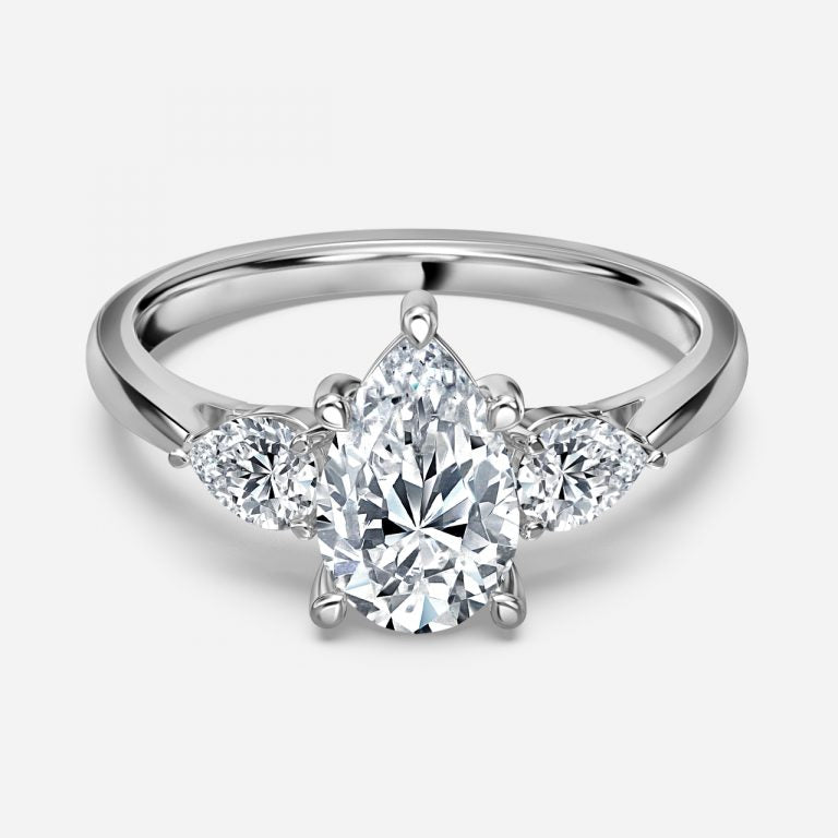 Melati Pear Three Stone Moissanite Engagement Ring