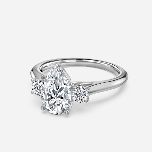 Myra Pear Three Stone Moissanite Engagement Ring