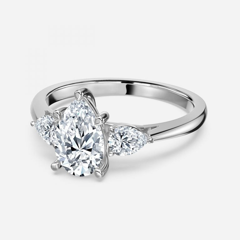 Melati Pear Three Stone Moissanite Engagement Ring