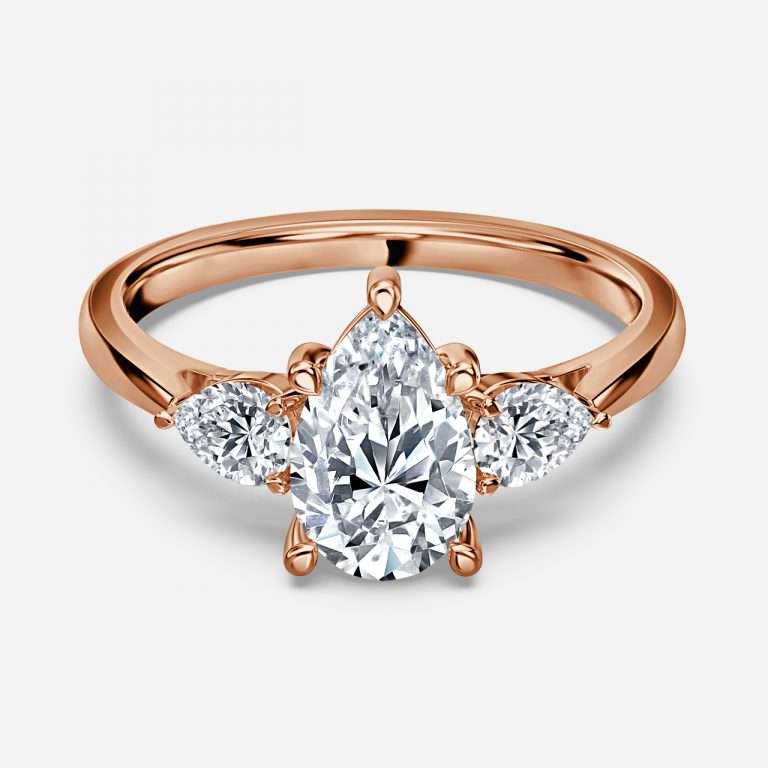 Melati Pear Three Stone Moissanite Engagement Ring