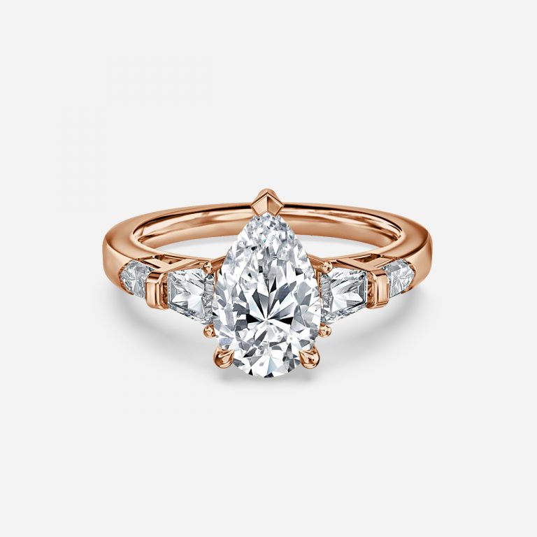 Maida Pear Three Stone Moissanite Engagement Ring