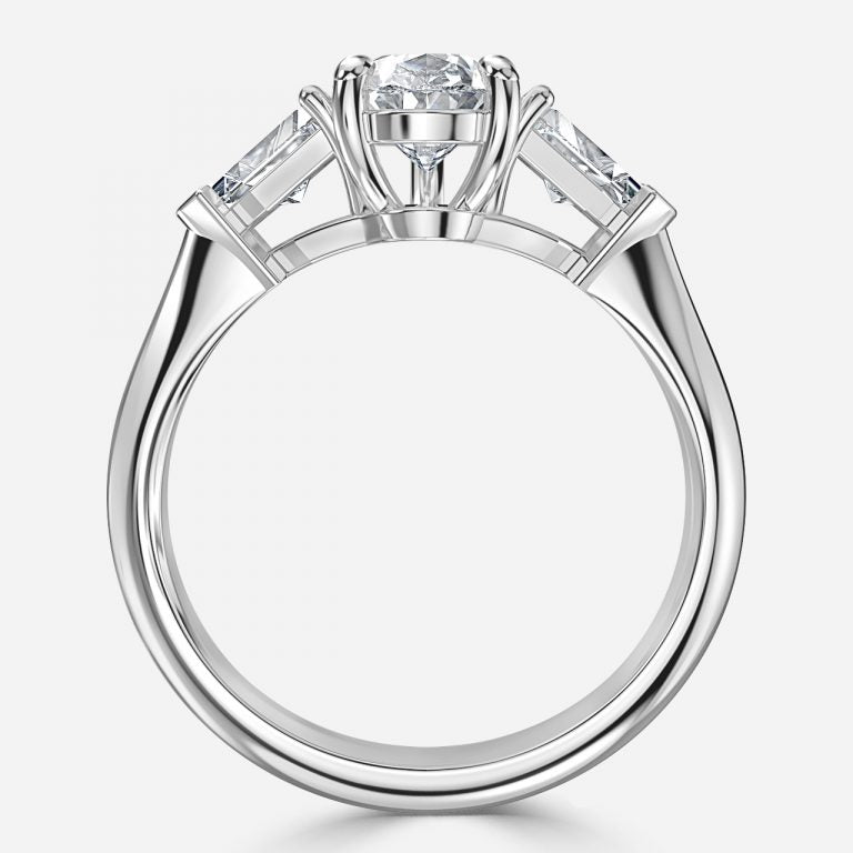 Eri Pear Three Stone Moissanite Engagement Ring