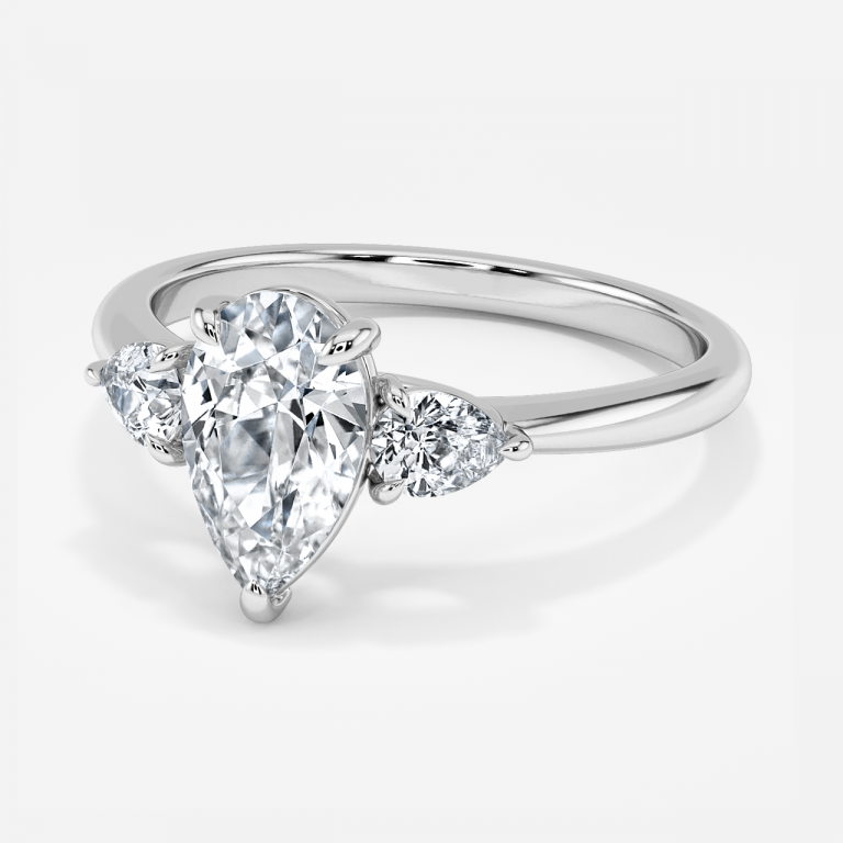 Verity Pear Three Stone Moissanite Engagement Ring