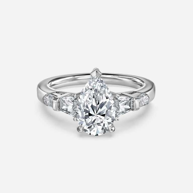 Maida Pear Three Stone Moissanite Engagement Ring