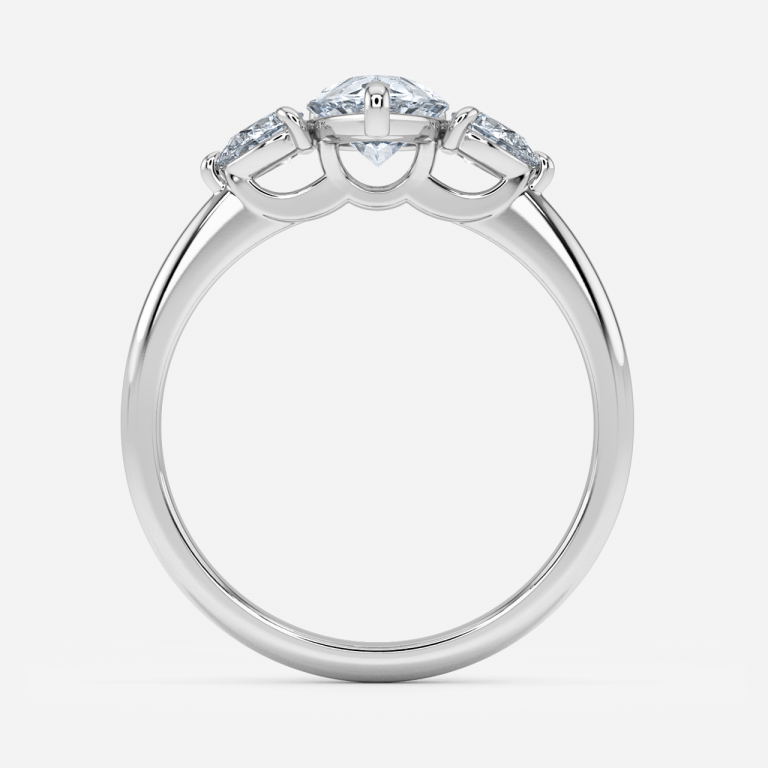 Verity Pear Three Stone Moissanite Engagement Ring